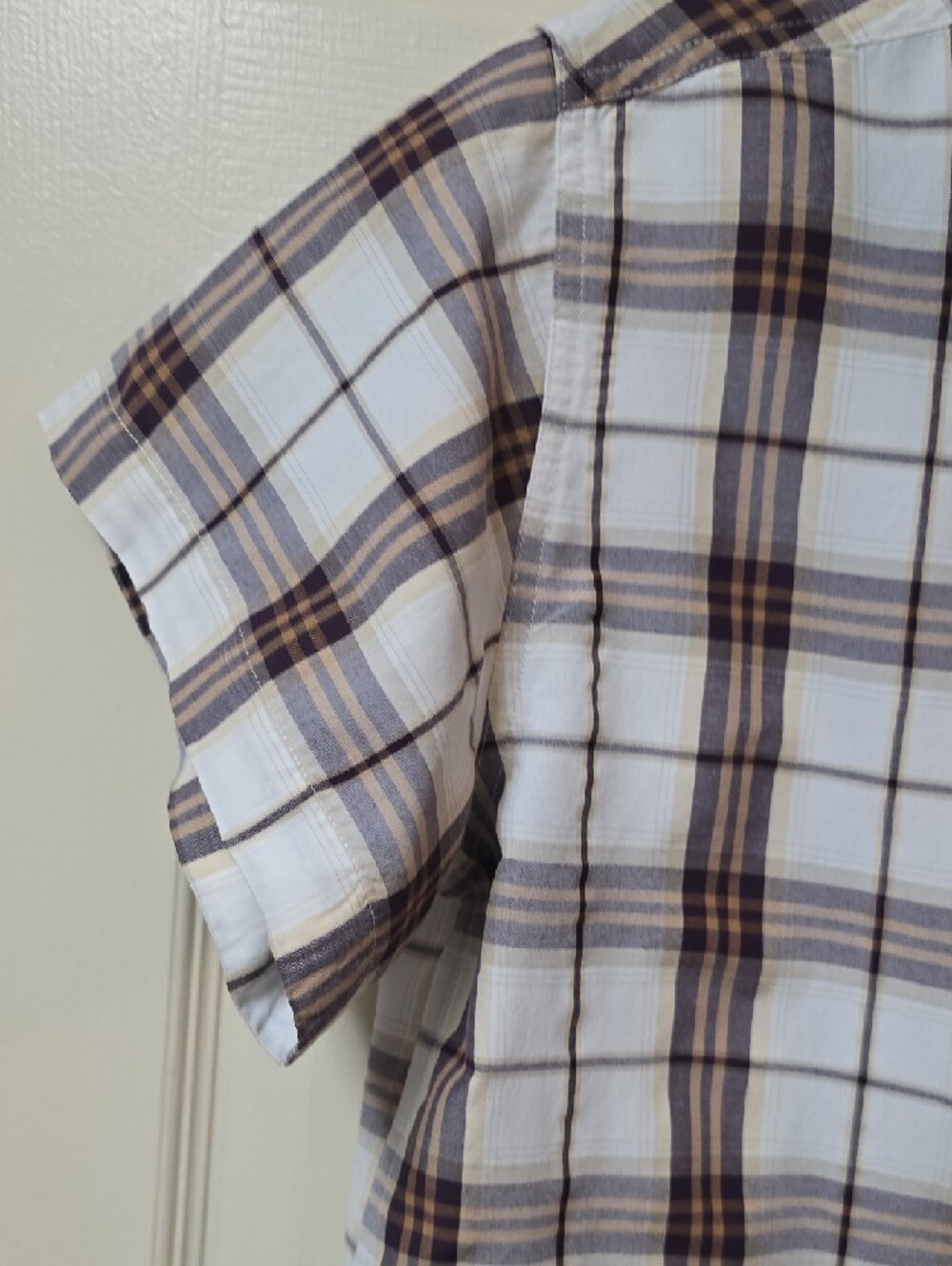 Eighth Avenue | Boy's |Short-Sleeve | Plaid | Button-Up | White & Brown| Size 16 - Picture 5 of 6
